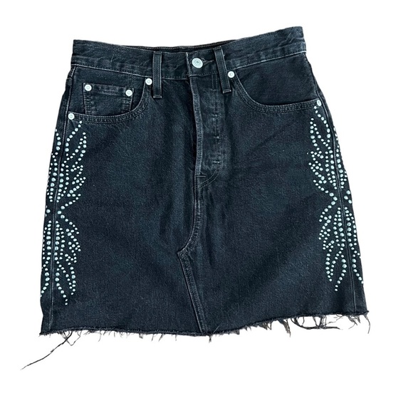 Levi's Dresses & Skirts - Levi’s Premium Black Studded Denim Skirt 25